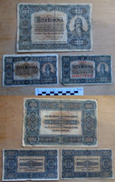 1000 korona 1920+1923 3 típus ritka 8 fillér felűlbélyegzettel