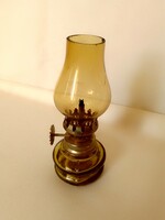 Cuki mini asztali petróleum lámpa méz sárga üveg tartállyal 10 cm