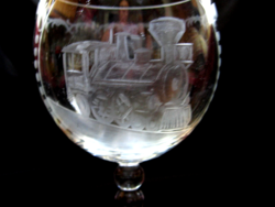 Decorative cup with polished locomotive decoration