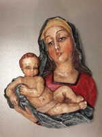 Price drop!!! Antique wax Mary with baby wall decoration painted holy relic hanging Christmas tree decoration