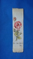 Egyházi festett selyem könyvjelző rózsa mintával - Soli Deo Gloria, 1961.  1961-ből