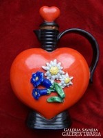 Heart-shaped porcelain faience short drink spout marked. Branded Goebel.