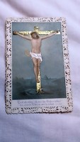 Embossed, lace-edged prayer card from 1909. The Crucified Jesus 212.