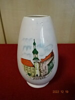 Bodrogkeresztúri mázas kerámia váza Sopron felirattal. Vanneki! Jókai.