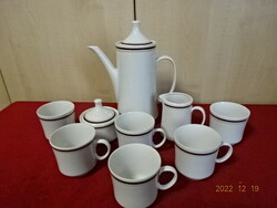 Alföldi porcelain tea set, brown striped, nine pieces. He has! Jokai.