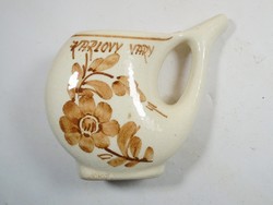 Retro old painted glazed marked ceramic karlovy vary flower pattern treatment cup