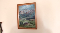 (K) Hegyvidék festmény H Busse (Hans Busse?) 28x37 cm