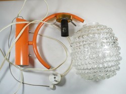 Retro fali lámpa - átlátszó domború mintás gömb bura - Szarvasi Vas Fémipari Szövetkezet