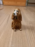 Pazar régi Zsolnay porcelán spániel kutya szobor (11,3x9x5,8 cm)