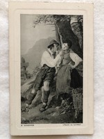Antik romantikus képeslap - Postatiszta                          -2.