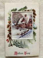 Antik, régi kinyitható Karácsonyi grafikus képeslap                                          -2.