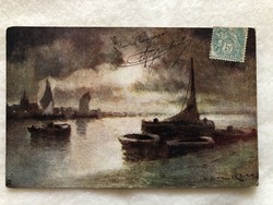 Antik, szignózott képeslap - 1905                          -2.