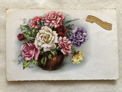 Antique, old floral gilded postcard -2.