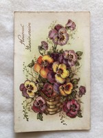 Antique, old gilded floral postcard -2.