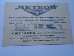 D192303  METEOR  Villamossági és  Csillárgyár  R.T.  Budapest   Rádió Gramofon