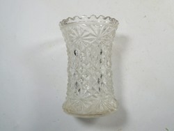 Retro régi kristály hatású kis üveg váza -kb. 1970-es évekből - magasság: 8 cm