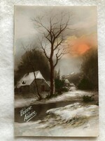 Antique colored Christmas card - 1929 -2.