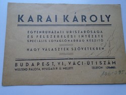 D192302    KARAI KÁROLY Egyenruházati Úriszabósága  Budapest Váci út 1 szám