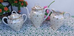 Porcelán teáskanna tejszínkiöntő cukortartó Geschützt  mesés régi kincsek