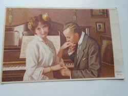 D192343 Régi  képeslap  -Hölgy a zongoránál - sok aláírással - Csuta Lajos, Békés 1922