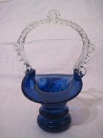 Glass basket with decorative glass serving centerpiece 21cm