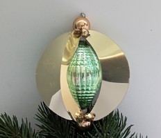 Old tapestry glass and foil Christmas tree ornament 8cm