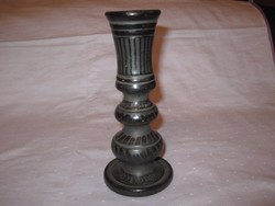 Nádudvari váza gyertyatartó fekete kerámia Fazekas Ferenc 18 x 5 cm