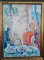 Darmo Éva Buddhát és Apollót ölelő hölgyek lámpafényben