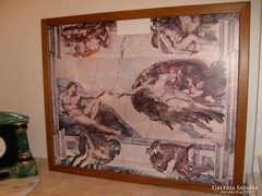Michelangelo mennyezeti freskó,nyomat,73 X60 cm ritkaság katalógus számmal
