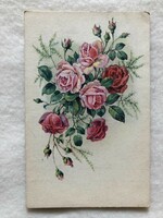 Old postcard with rose flowers -2.