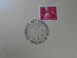 D192492 occasional stamp - Szabolcsi week 1948 Oct. 2-10. - Nyíregyháza 1948