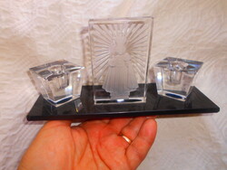 Antique art deco engraved, polished glass, very beautiful flawless desk decoration