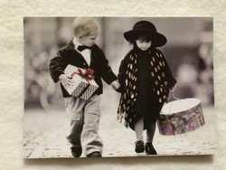 Régi, romantikus, gyerekes képeslap              -2.