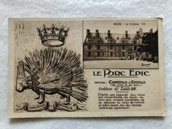 Antik XII. Lajos - Le Porc Epic - Blois-i kastély, Francia királyi embléma  képeslap            -2.