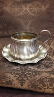 Régi ezüstözött csésze tányérral (M3278)