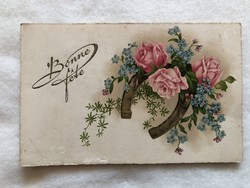 Antique, old gilded postcard - post clean -2.
