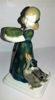 MA MÁR ÜBER RITKA  ART DECO  A. CAASMANN ROSENTHAL KISLÁNY FIGURA - LÁNY KACSÁKKAL