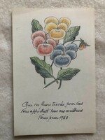 Régi rajzos virágos  képeslap                                     -2.