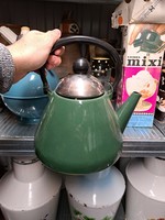 Kb 2.5 literes zománcos zöld teáskanna teafőző  kanna zománcozott falusi paraszti dekoráció