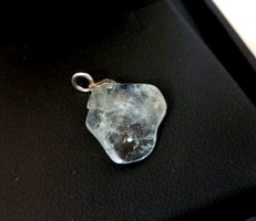 Natural blue topaz small pendant with silver hanger + chain