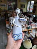 Gyönyörű hibátlan Hollóházi lány tállal 1 tálas nipp figura hagyaték porcelán Gyűjtői
