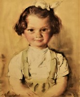 Diósy Antal (1895 - 1977) Kisleány c. festménye Eredeti Garanciával!