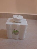 Herendi hecsedli, csipkebogyó mintás porcelán teafű tartó
