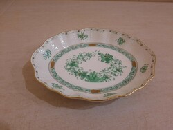 Herend green Indian basket pattern porcelain serving bowl