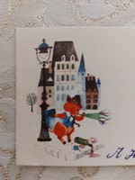 Old mini postcard 1967 New Year postcard greeting card pig champagne shamrock