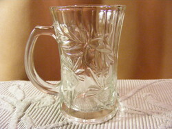 Old molded glass cup with strawberry pattern
