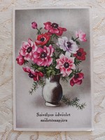 Régi képeslap 1941 levelezőlap virágmotívum