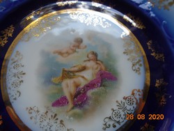 19.sz Bécsi Udvari kobalt arany girlandos tányér festménnyel:Görög-római istennő angyallal