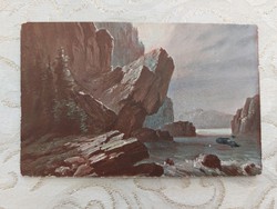 Régi képeslap művészeti levelezőlap tengerpart sziklák
