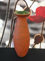 Repesztett mázas Iparművészeti Vállalat, nagyméretű kerámia váza, 32 cm